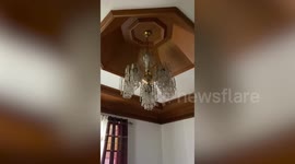 Chandelier sways as magnitude 6.2 Philippines earthquake rocks homes
