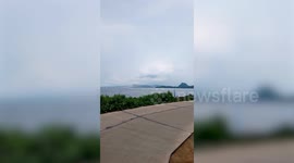 Smoke plume drifts from Philippines Taal Volcano following magnitude 6.3 earthquake