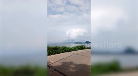 Volcanic smog clouds Taal Volcano in the Philippines