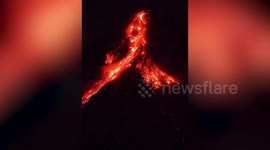 Volcano gushes scorching lava streams during eruption in the Philippines