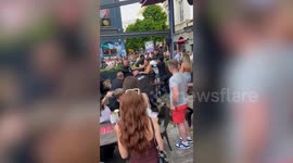Chaos as bouncers drag customers away from packed bar in Liverpool, England