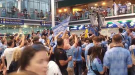 Manchester City Fans at The Piccadilly Train Station, UK