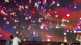 Spectacular Pride “Emoji shower” display at Outernet in central London