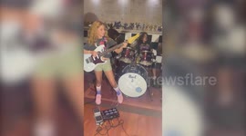 Young siblings rock out on drums and guitar - aged ten and eight