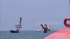 Thames shipwreck SS Richard Montgomery's masts still standing off Kent, UK