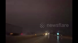 Lightning Strikes Near Kansas Roadway