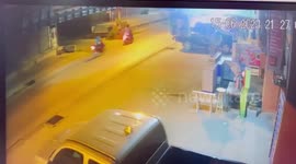 Dramatic police chase as bus driver 'high on drugs' races past security checkpoint in Thailand