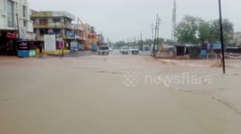 Major road flooded in Bhuj as Cyclone Biparjoy wreacks havoc in India