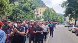 Nineth Day of Miners' Strike takes place in Chiatura, Georgia