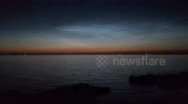 Noctilucent clouds above the Firth of Forth at Cockenzie in East Lothian, Scotland