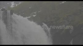 kayaker runs rare 60 foot waterfall in Norway during spring time