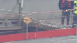 Asylum seekers disembarking off a border force vessel after being rescued in the channel this morning