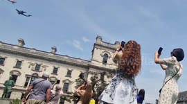 Royal fans cheer as flypast for King's birthday passes Parliament Square