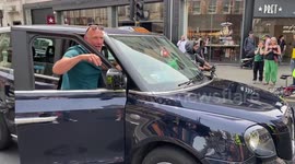 'Abortion is not a crime in this country!' shouts angry taxi driver at protesters blocking road in London