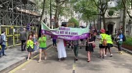Pro-abortion protesters march in Central London