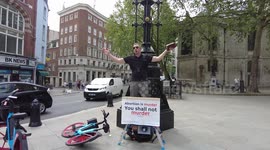 A Christian Man anti-abortion on behalf of religion and God, London, UK.