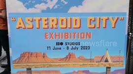 The Wes Anderson Astroid City Exhibtion opens to the public the Exhibtion features lots of different things from the new movie.