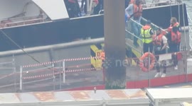 UK Border Force vessel arrives in Dover, England, with 50 migrants