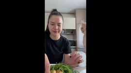 Teasing a Cat Begging For Food