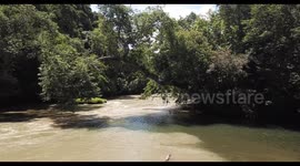 View of the river and dense forest area of the Betung Kerihun National Park (TNBK) Borneo