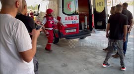 Injured Palestinians are taken to hospital with ambulances after Israeli forces raid Jenin, West Bank