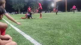 Soccer in Thailand is BRUTAL: Players fly kick each other in out-of-control match