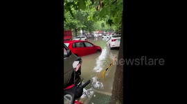 Flash floods brought by torrential rain submerge subway and underground garage in China