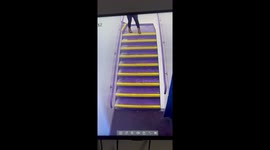 Shocking staircase stumble: woman's Iron Deficiency leads to dramatic fall with Cash Register in hand