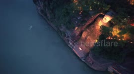 A night view of Leshan Giant Buddha in SW China
