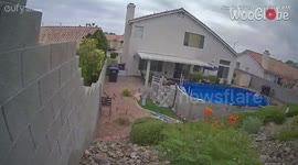 Man's balance mishap leads to a crashing descent on pool steps