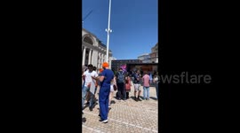 Chants at The Junior Doctor Strike outside Birmingham Library, UK