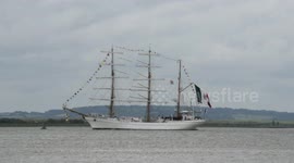 Mexican Navy tall ship ARM Cuauhtémoc sailing the River Thames