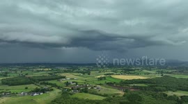 Yet More Severe Thunderstorms Across N. Ireland - Drone Pan Of Storm Line - June 20th 2023