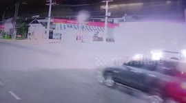 Pick-up truck rolls onto road when driver forgets to set handbrake