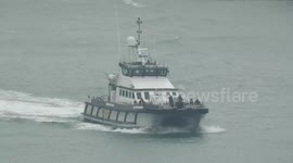 Border Force vessel brings in asylum seekers rescued at sea to Dover