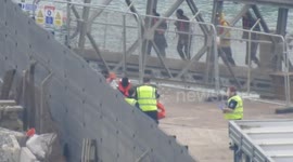Dozens of migrants disembark at Dover after being picked up by Border Force