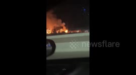 Motorist captures hellish scene as fire rips through apartments in Las Vegas