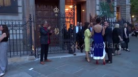 Guests leave the National Portrait Gallery after evening Gala celebrating the art gallery re-opening