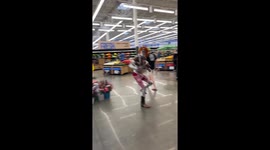 Man Wrapped In Plastic Stomps Around Store