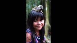 Indigenous Girl And Her Monkey