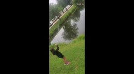 Little girl fishing for the first time catches her first fish *Hilarious Reaction*
