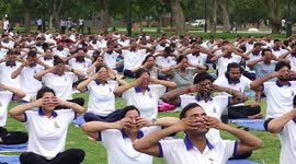 Hundreds gather to celebrate International Yoga Day with invigorating stretches in India