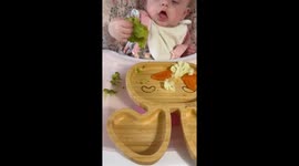 Baby doesn’t like broccoli so sneaks it to the dog. Funny baby video.