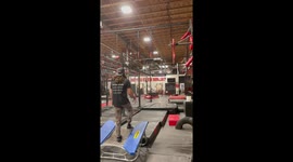 Athletic man goes all adrenaline in a hanging ledge gym *Super Workout*