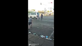 Man scares the pedestrians crossing road with an air horn *Hilarious Prank*