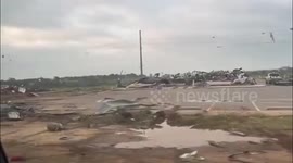 Trail of destruction left by tornado in Matador, Texas