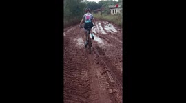 Cyclist's adventurous side leads her down a muddy trap