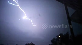 Lightning show illuminates sky over Denver, US, amid severe storms