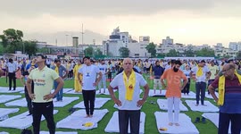 Dozens celebrate International Day of Yoga in Jaipur, India