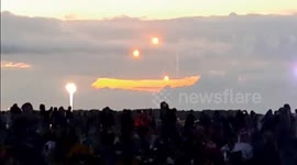 People Celebrate Summer Solstice at Stonehenge in Wiltshire, UK